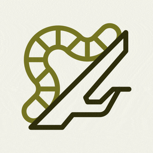 Le logo animé d'une chenille.