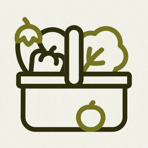 Le logo animé d'un panier de légumes.