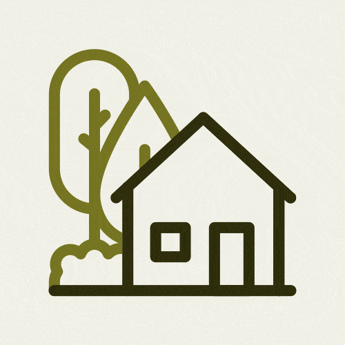Le logo animé d'une maison.