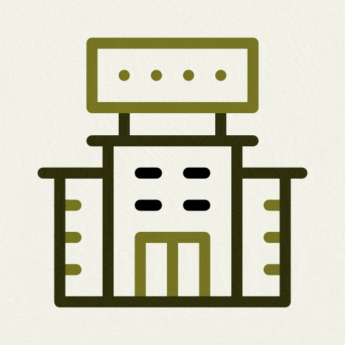 Le logo animé d'un immeuble de bureaux.