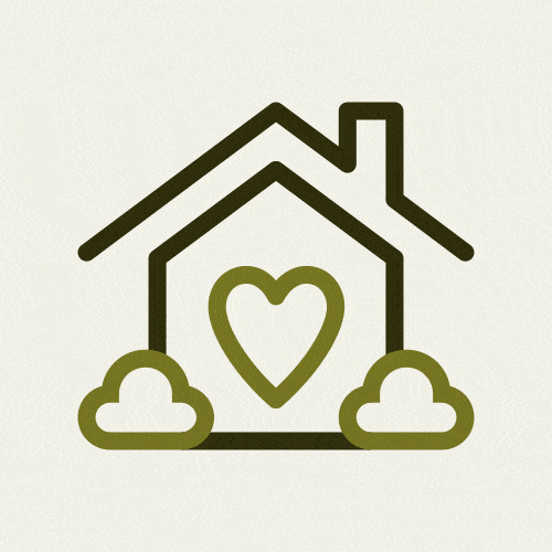 Le logo animé d'une maison avec un coeur.