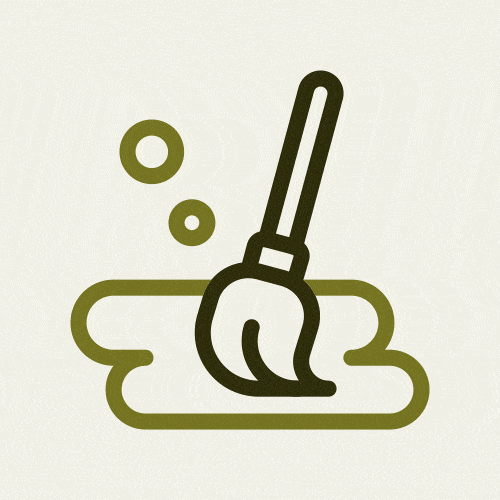Le logo animé d'un balais.