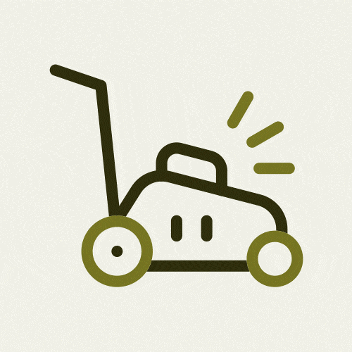 Le logo animé d'une tondeuse.
